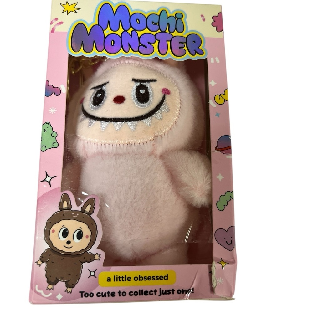 Mochi Monster Pink Stuffed Animal Clip On Key Chain